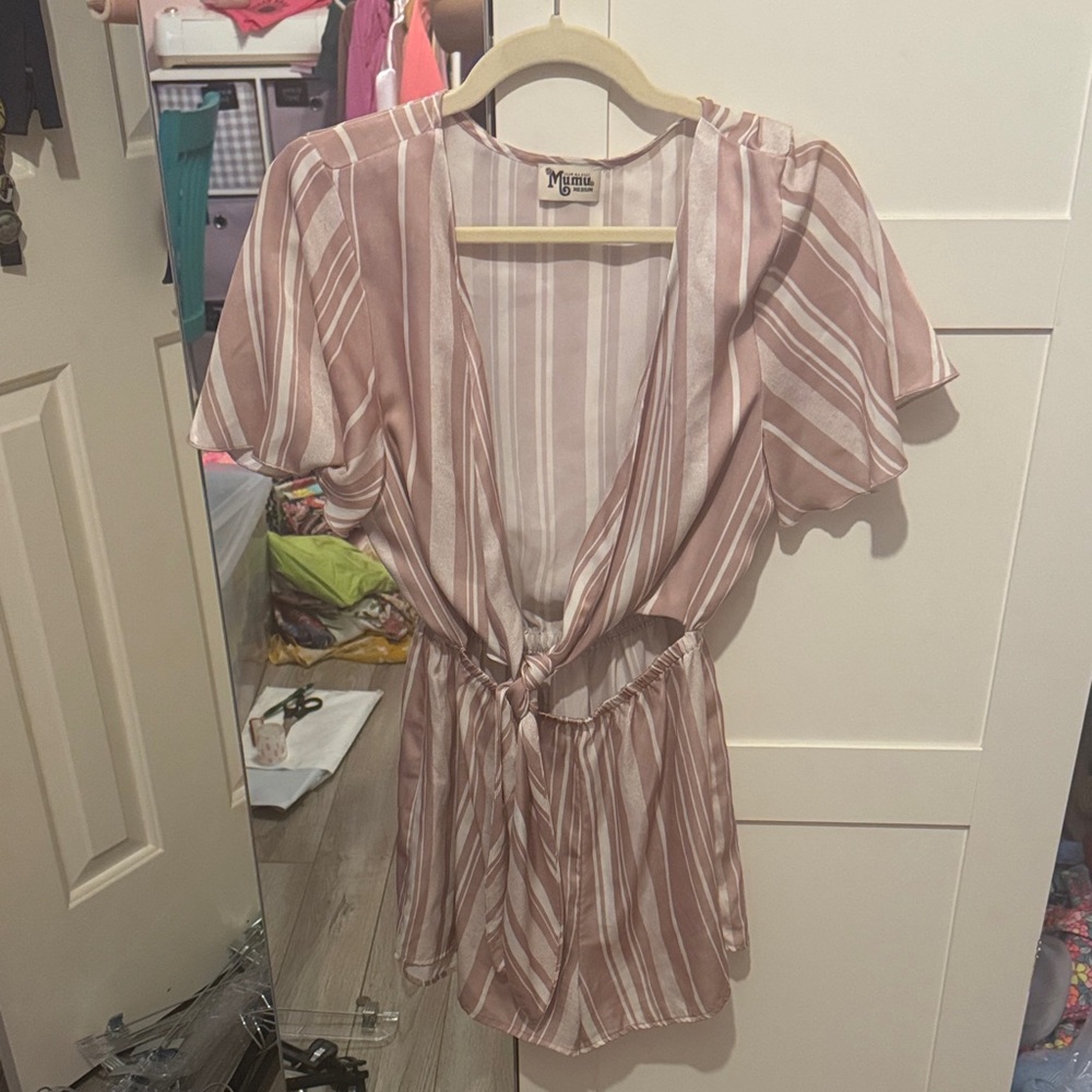 Show Me Your MuMu Pink Striped Romper